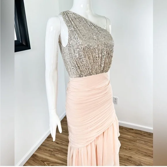 New Ramy Brook Cecilia Sequence Draped Gown